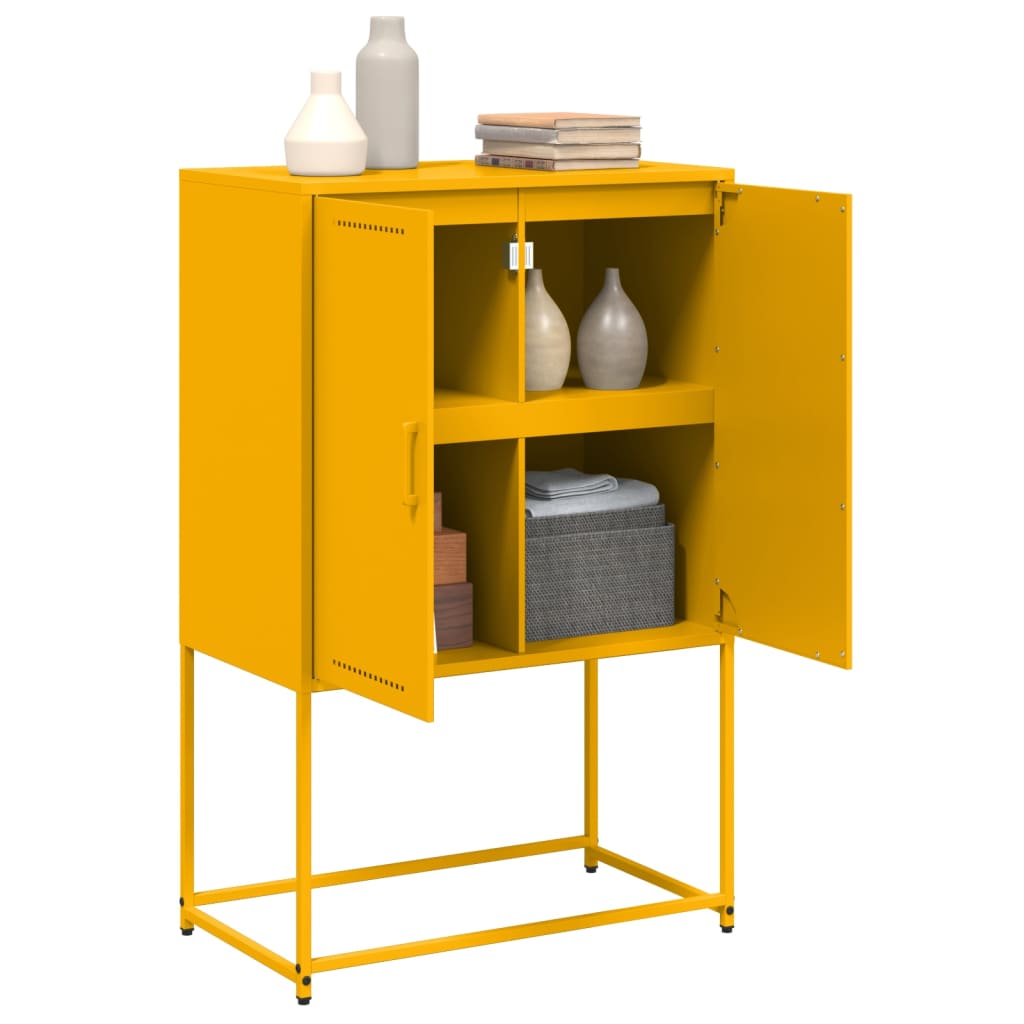Buffet haut jaune moutarde 68,5x38,5x107 cm acier - XIOS