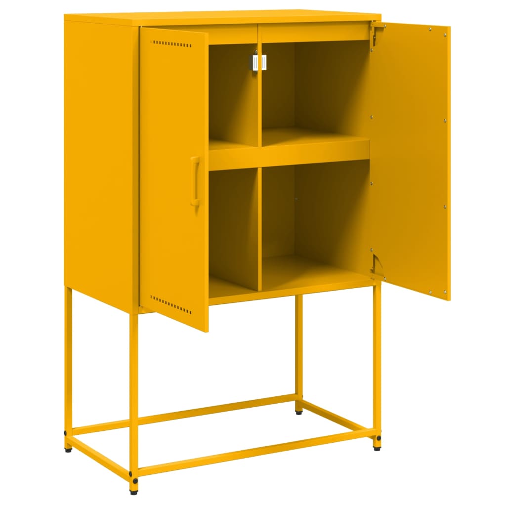 Buffet haut jaune moutarde 68,5x38,5x107 cm acier - XIOS