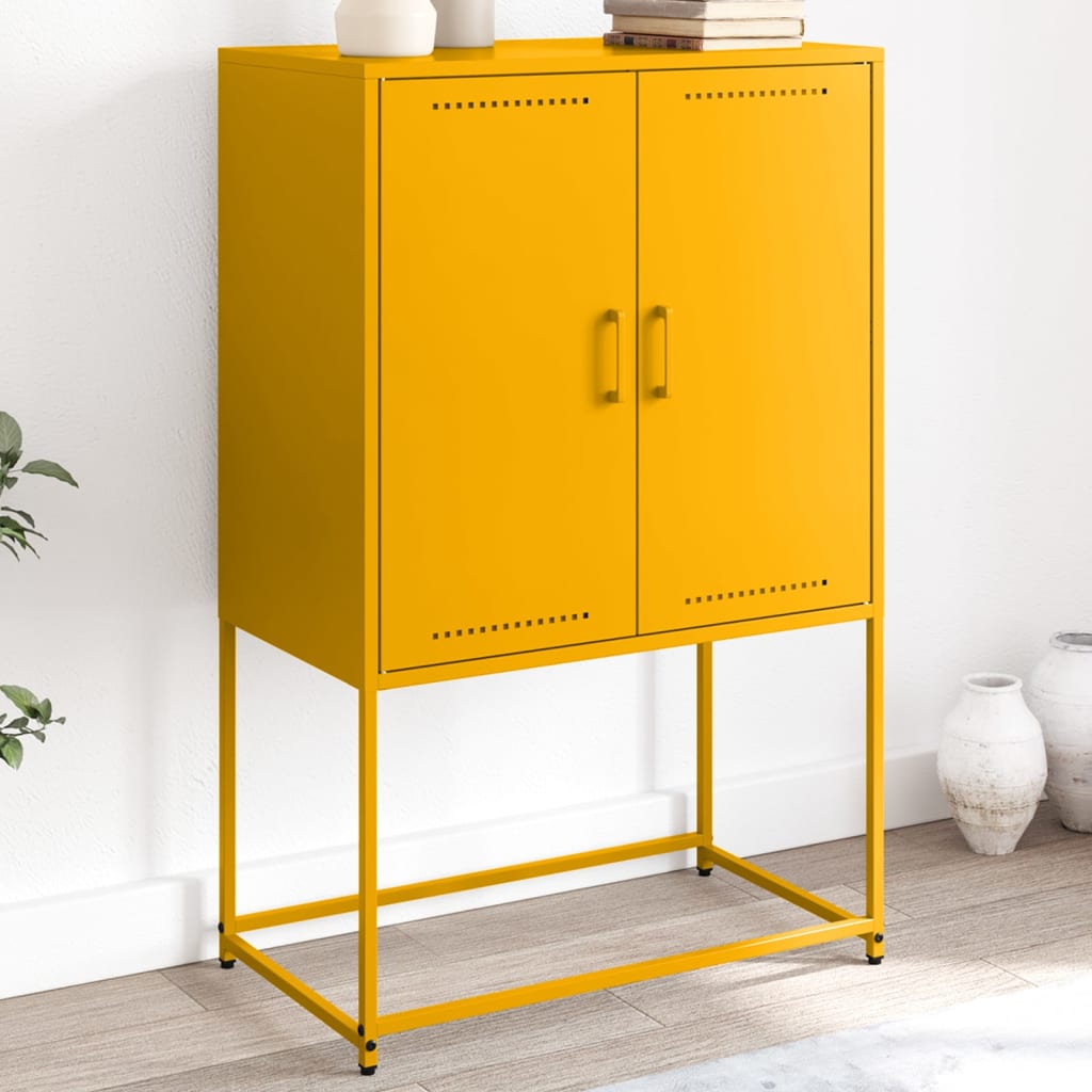 Buffet haut jaune moutarde 68,5x38,5x107 cm acier - XIOS