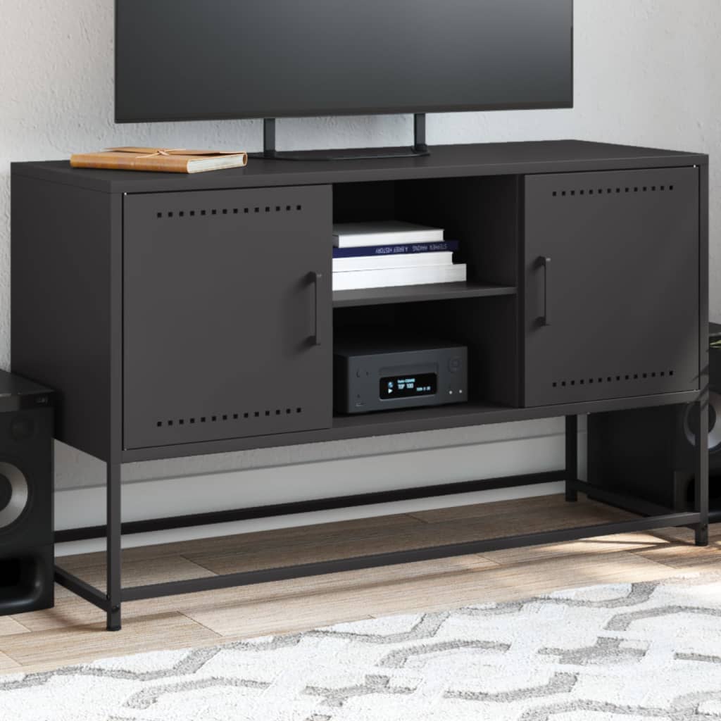 Meuble TV noir 100,5x39x60,5 cm acier - XIOS