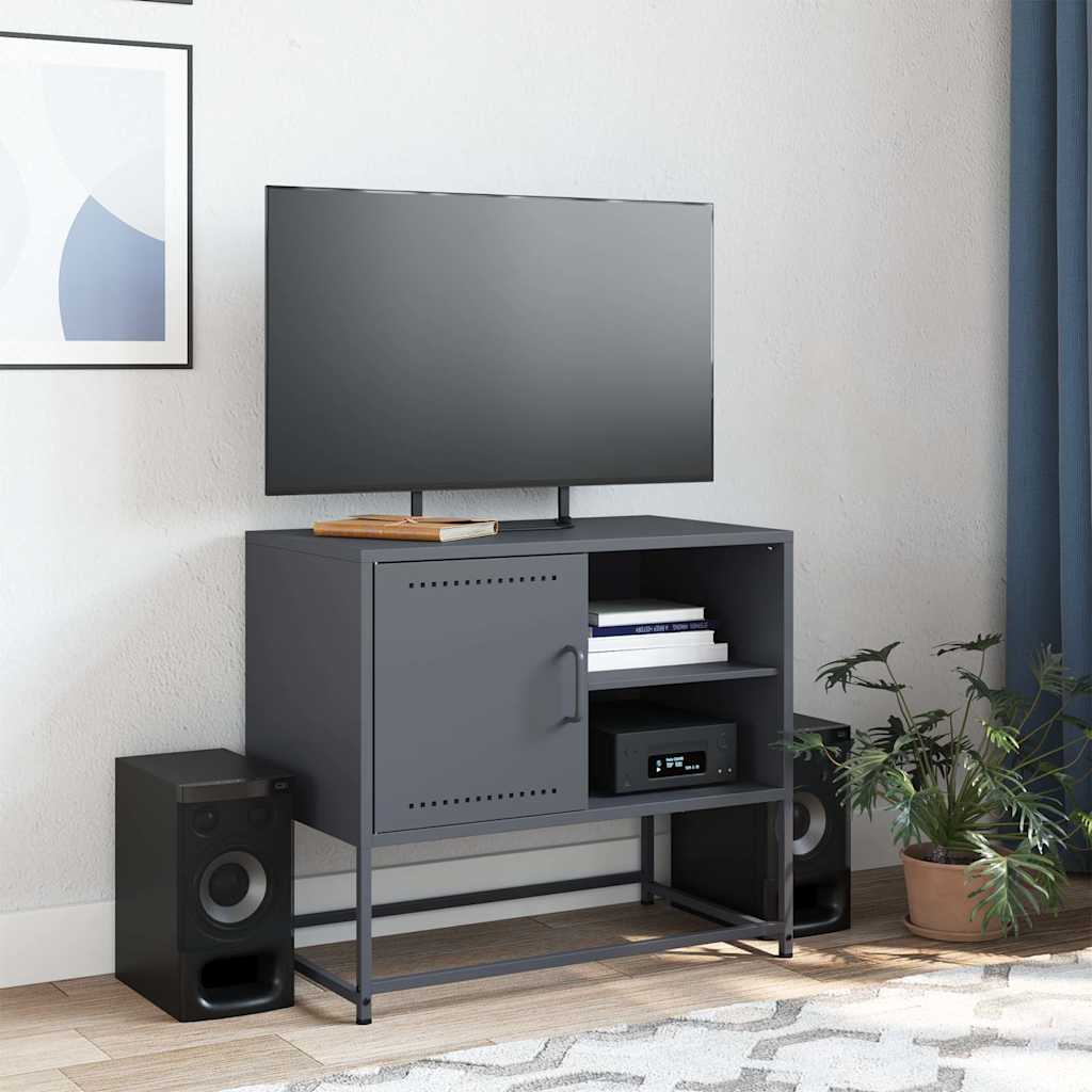 Meuble TV anthracite 68x39x60,5 cm acier - XIOS