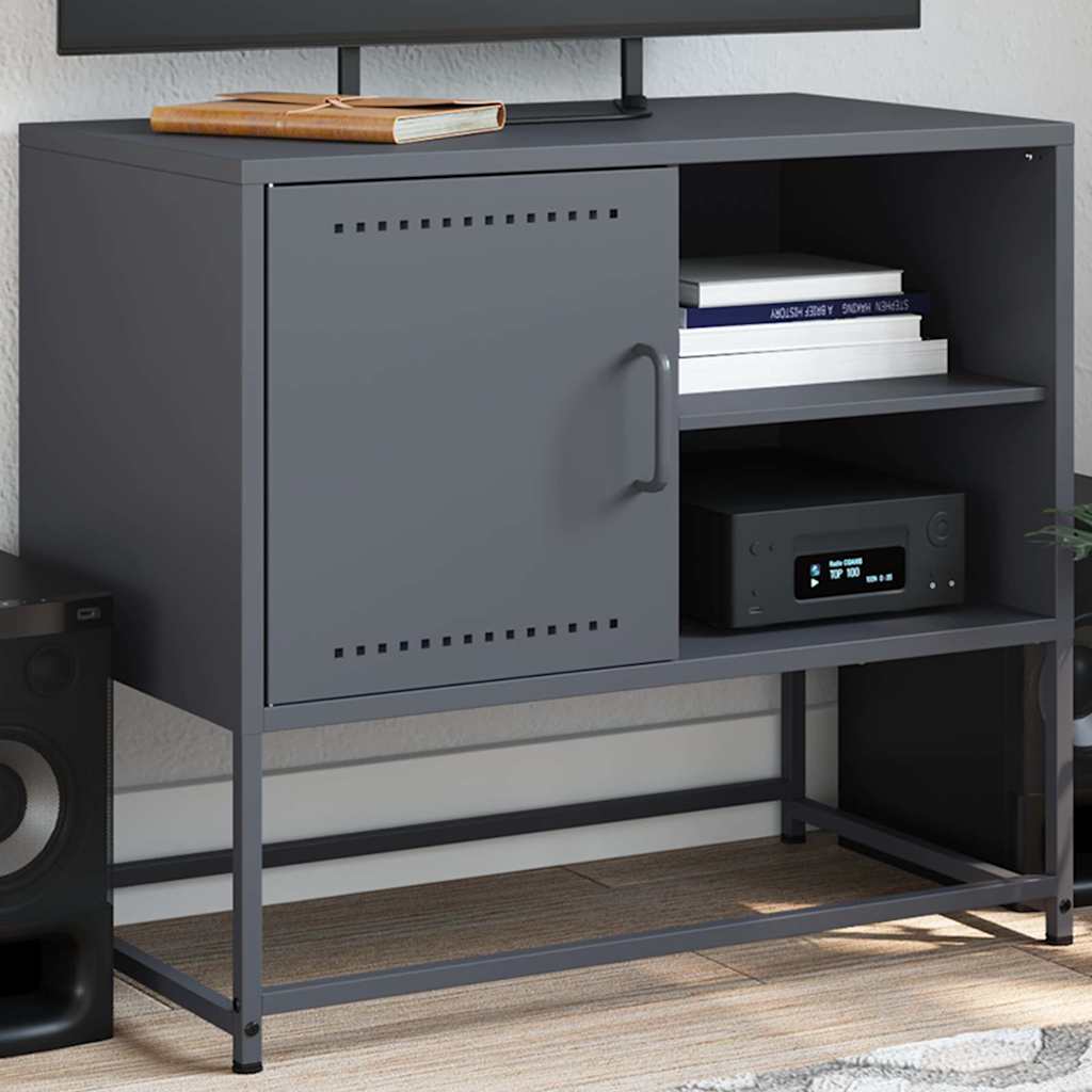 Meuble TV anthracite 68x39x60,5 cm acier - XIOS