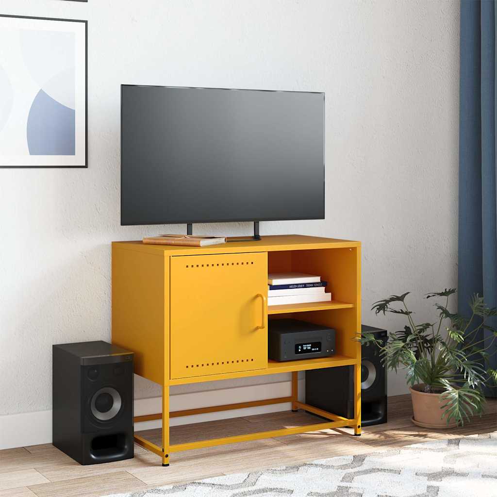 Meuble TV jaune moutarde 68x39x60,5 cm acier - XIOS