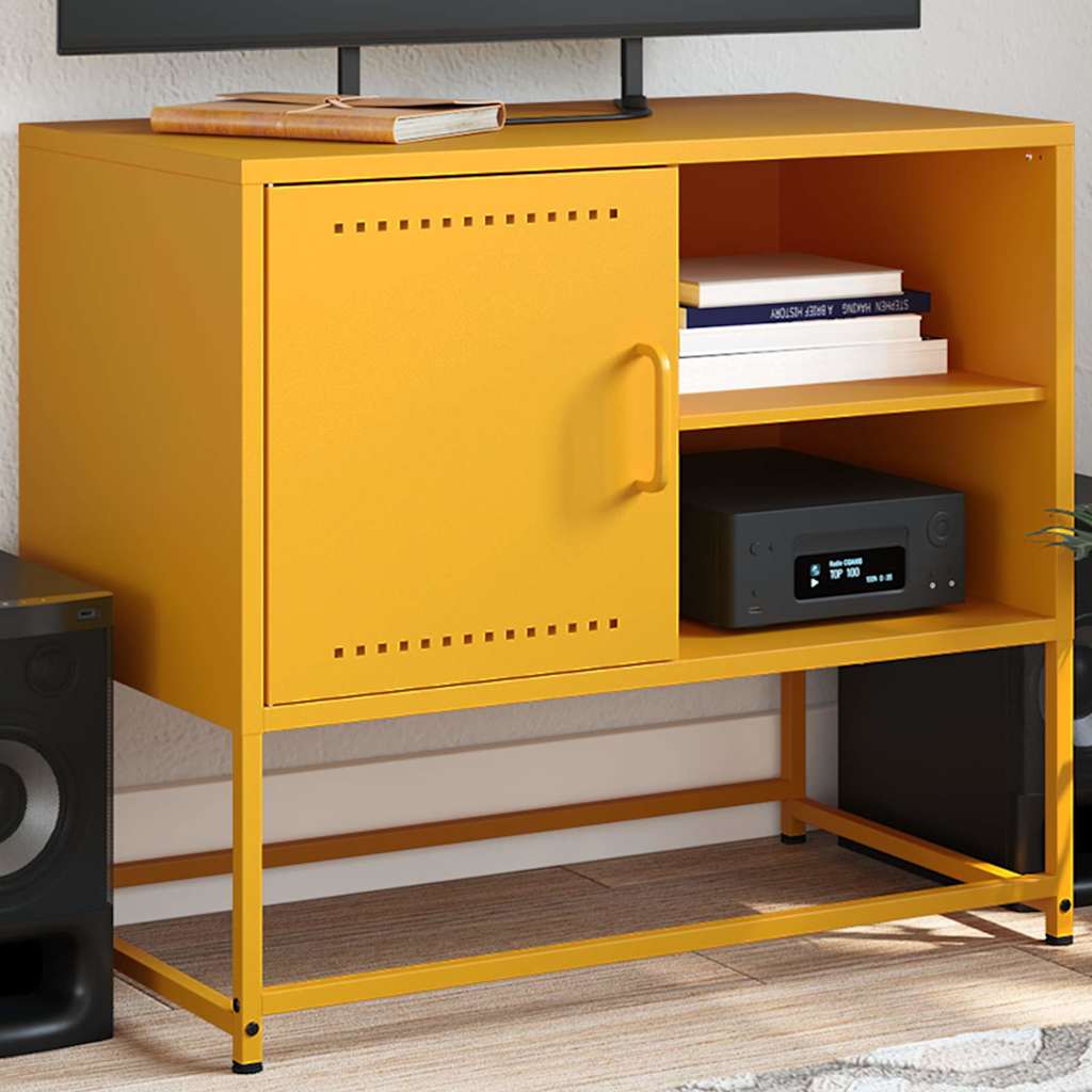 Meuble TV jaune moutarde 68x39x60,5 cm acier - XIOS