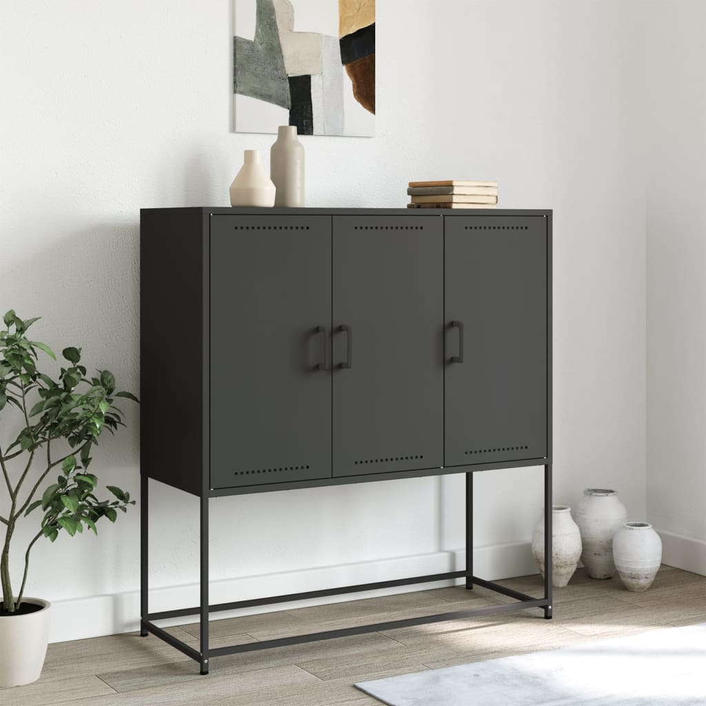 Buffet haut noir 100,5x39x107 cm acier - XIOS