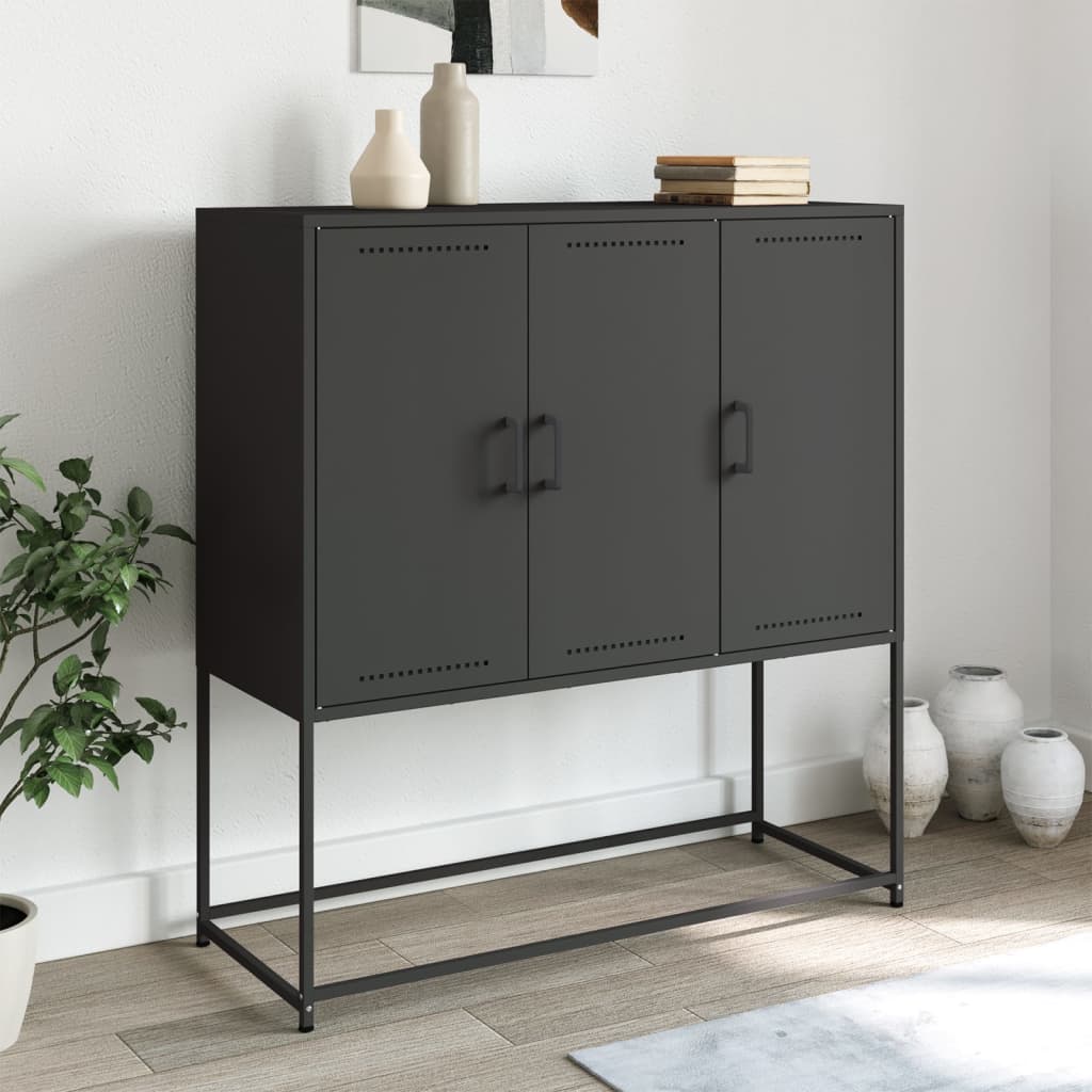 Buffet haut noir 100,5x39x107 cm acier - XIOS