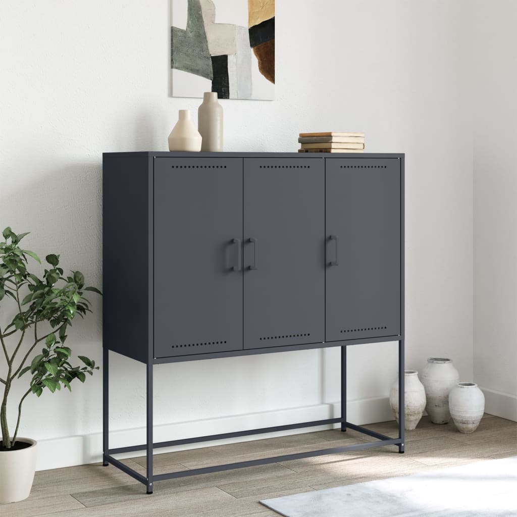 Buffet haut anthracite 100,5x39x107 cm acier - XIOS