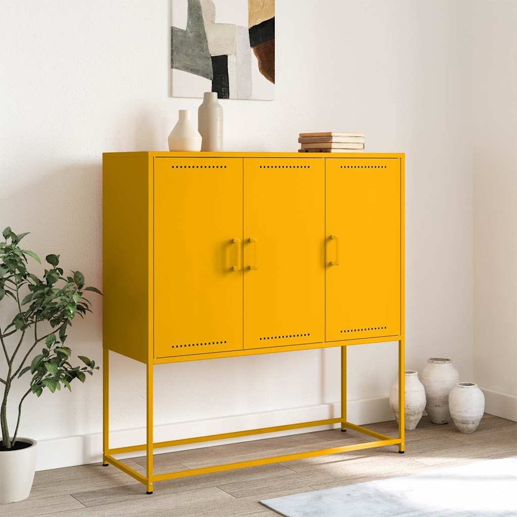 Buffet haut jaune moutarde 100,5x39x107 cm acier - XIOS