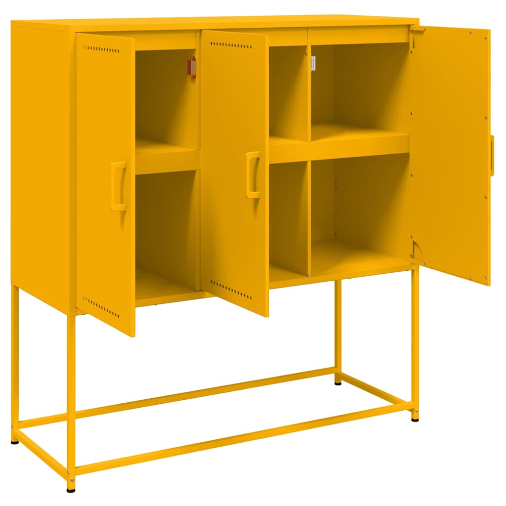 Buffet haut jaune moutarde 100,5x39x107 cm acier - XIOS