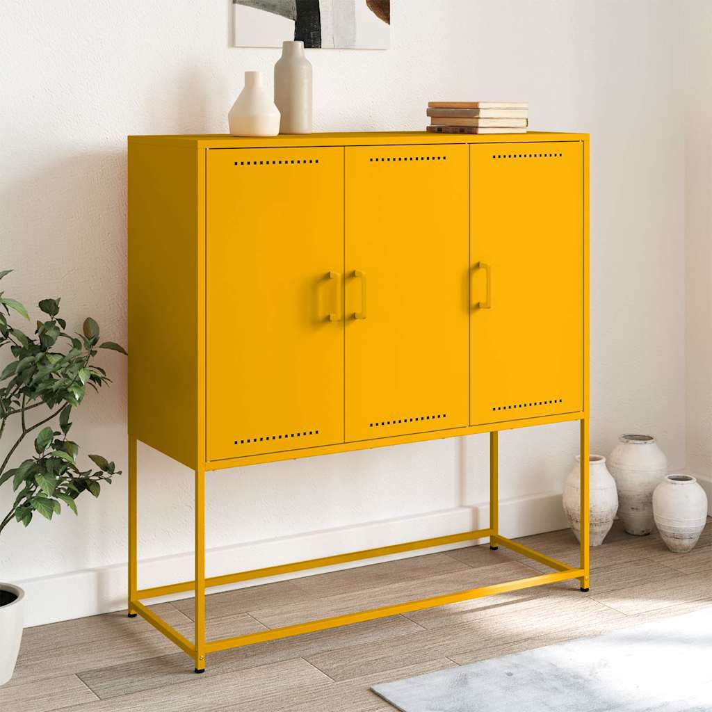 Buffet haut jaune moutarde 100,5x39x107 cm acier - XIOS
