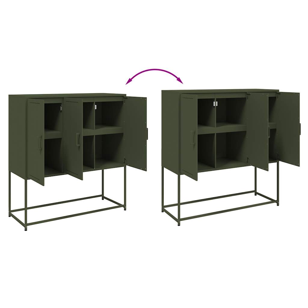 Buffet haut vert olive 100,5x39x107 cm acier - XIOS