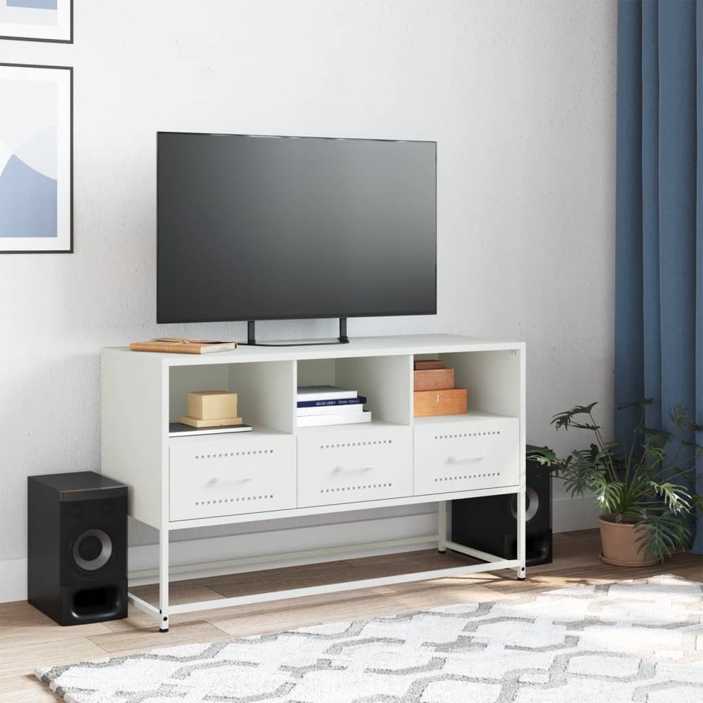 Meuble TV blanc 100,5x39x60,5 cm acier - XIOS