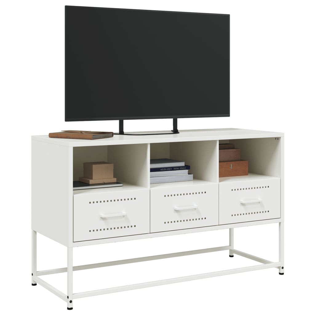 Meuble TV blanc 100,5x39x60,5 cm acier - XIOS