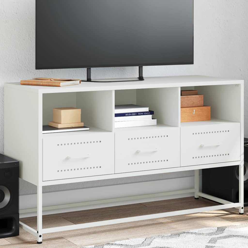 Meuble TV blanc 100,5x39x60,5 cm acier - XIOS