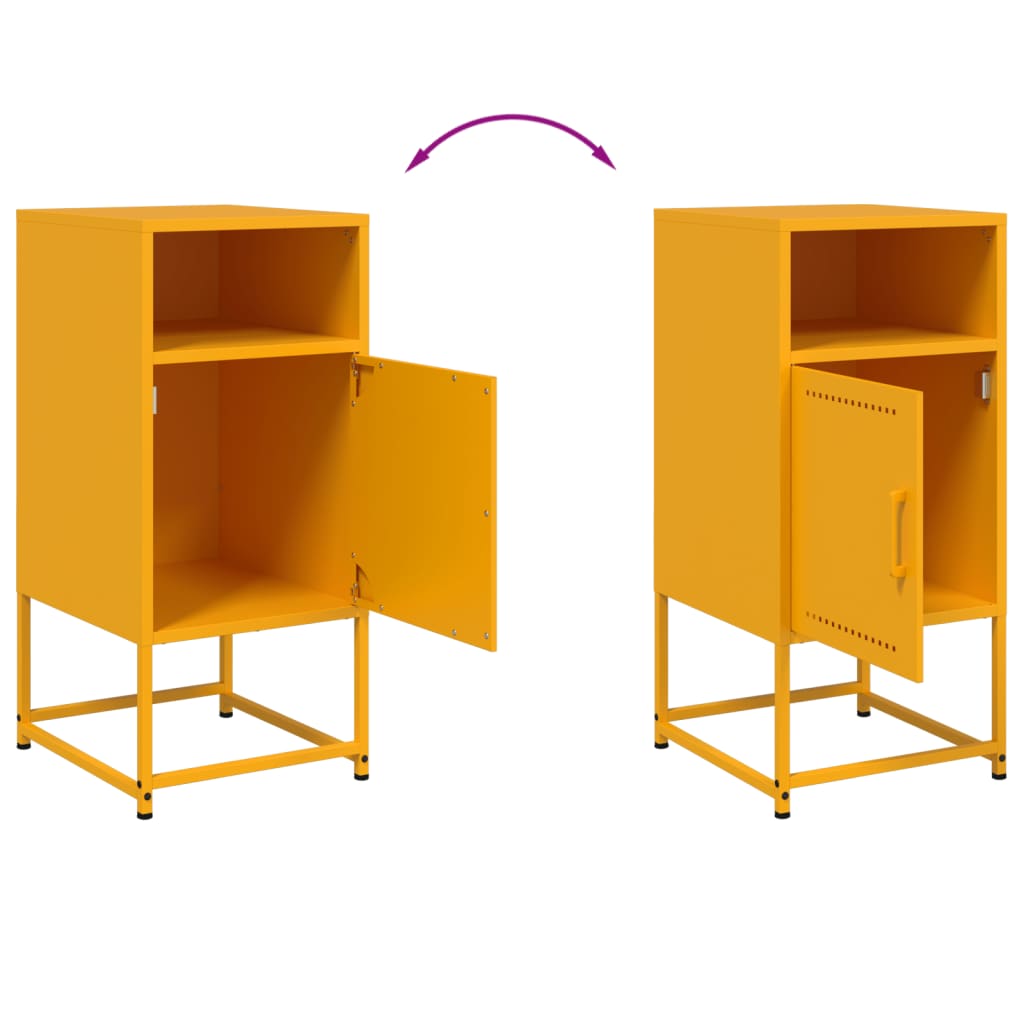 Tables de chevet 2 pcs jaune moutarde 36x39x78 cm acier - XIOS