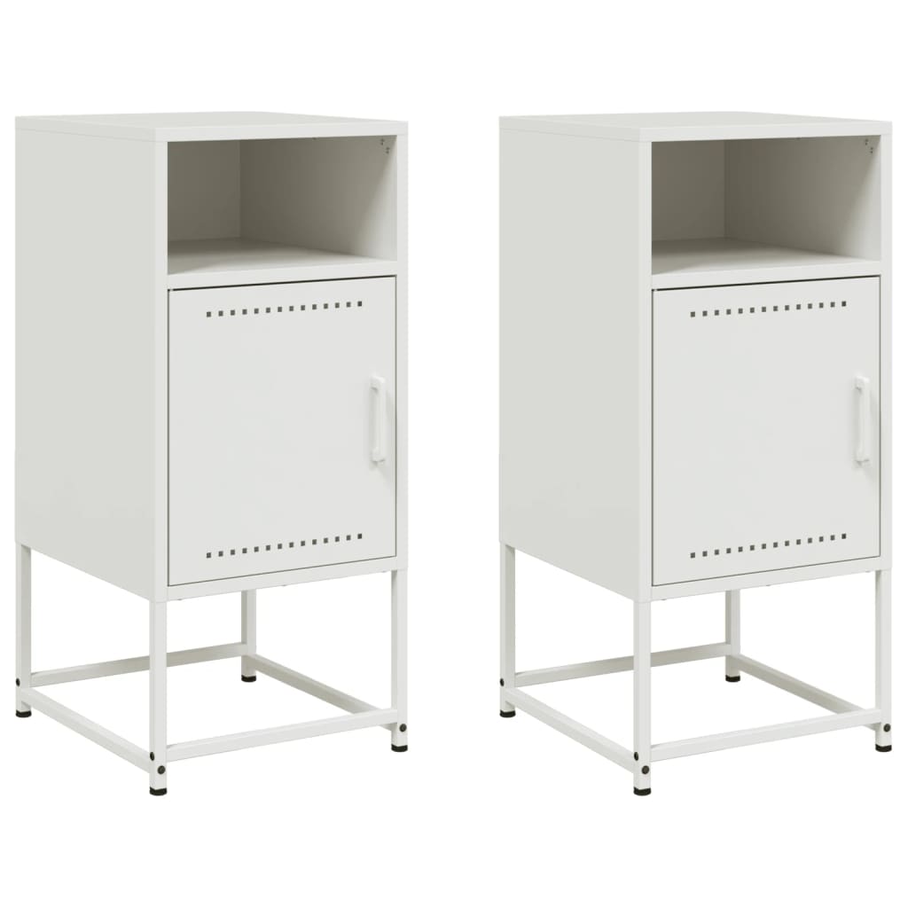 Tables de chevet 2 pcs blanc 36x39x78 cm acier - XIOS
