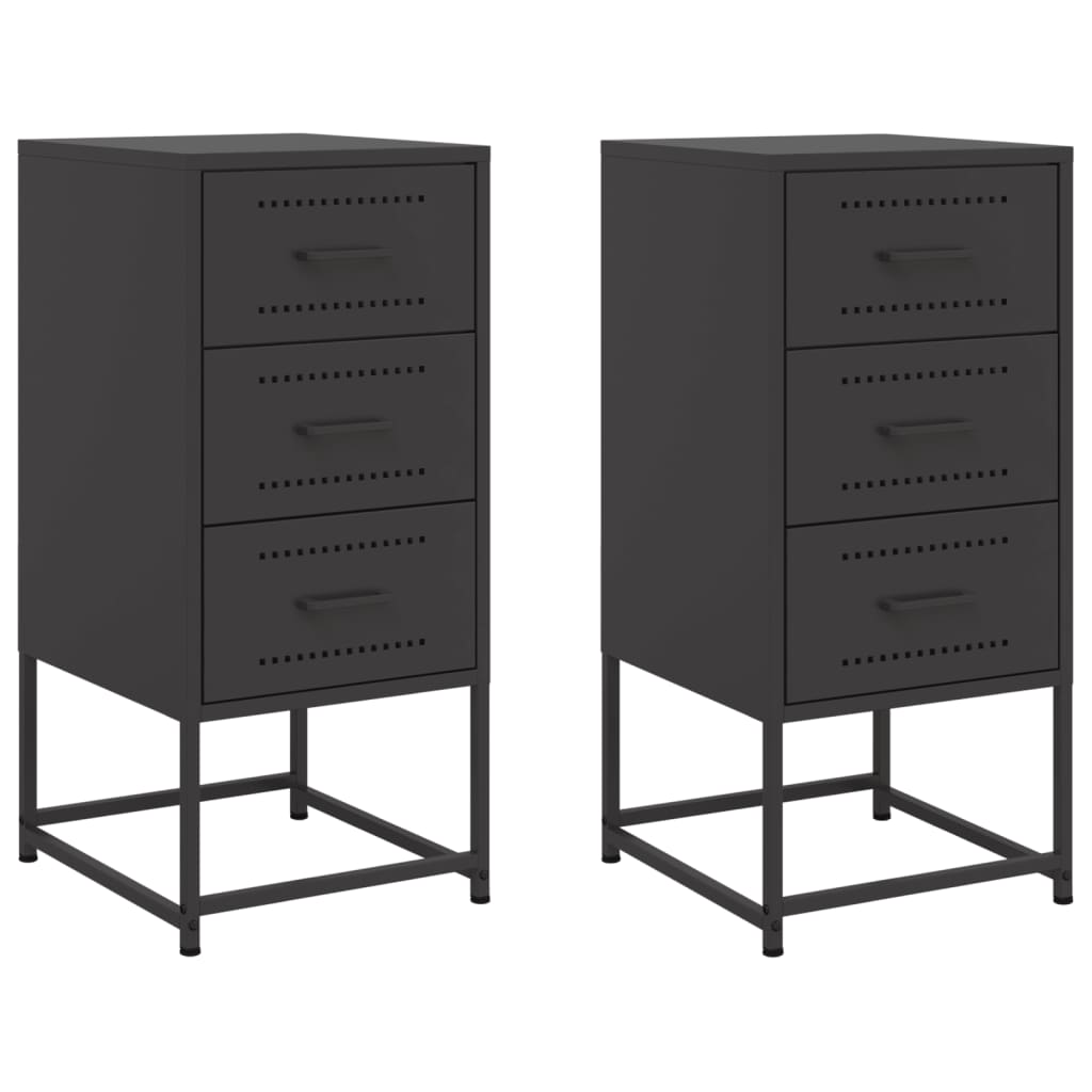 Tables de chevet 2 pcs noir 36x39x78 cm acier - XIOS