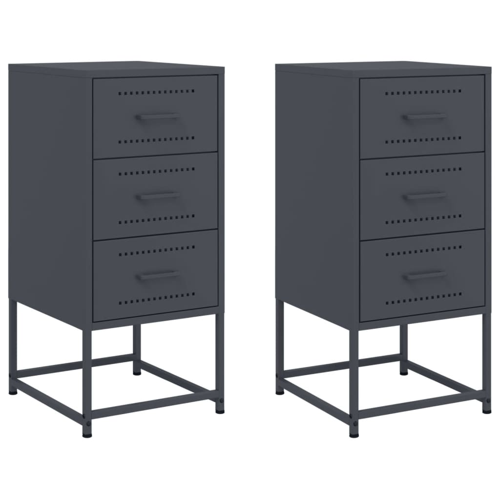 Tables de chevet 2 pcs anthracite 36x39x78 cm acier