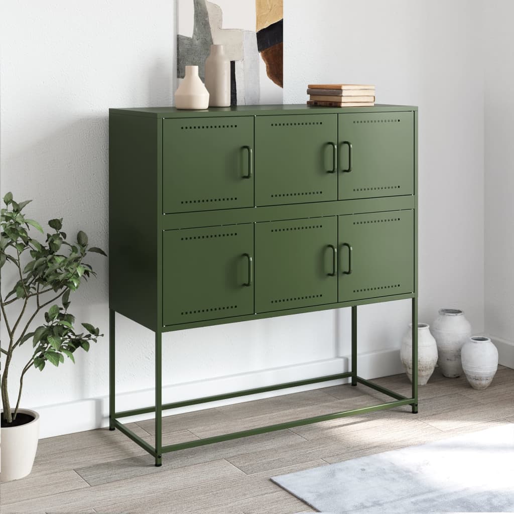 Buffet vert olive 100,5x39x107 cm acier - XIOS