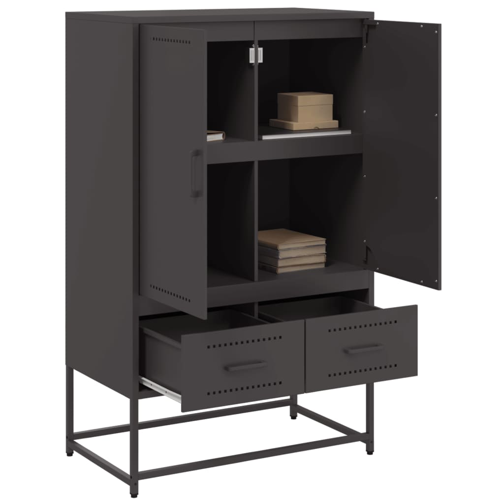 Buffet haut noir 68x39x111,5 cm acier - XIOS