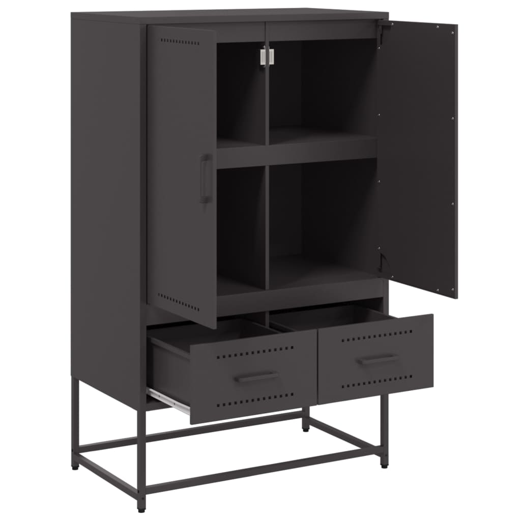 Buffet haut noir 68x39x111,5 cm acier - XIOS