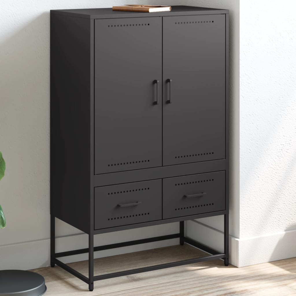 Buffet haut noir 68x39x111,5 cm acier - XIOS