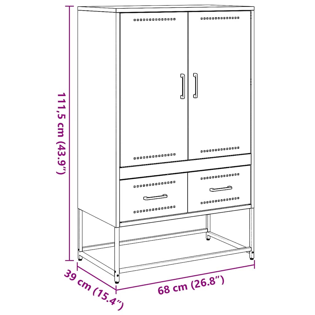 Buffet haut anthracite 68x39x111,5 cm acier - XIOS