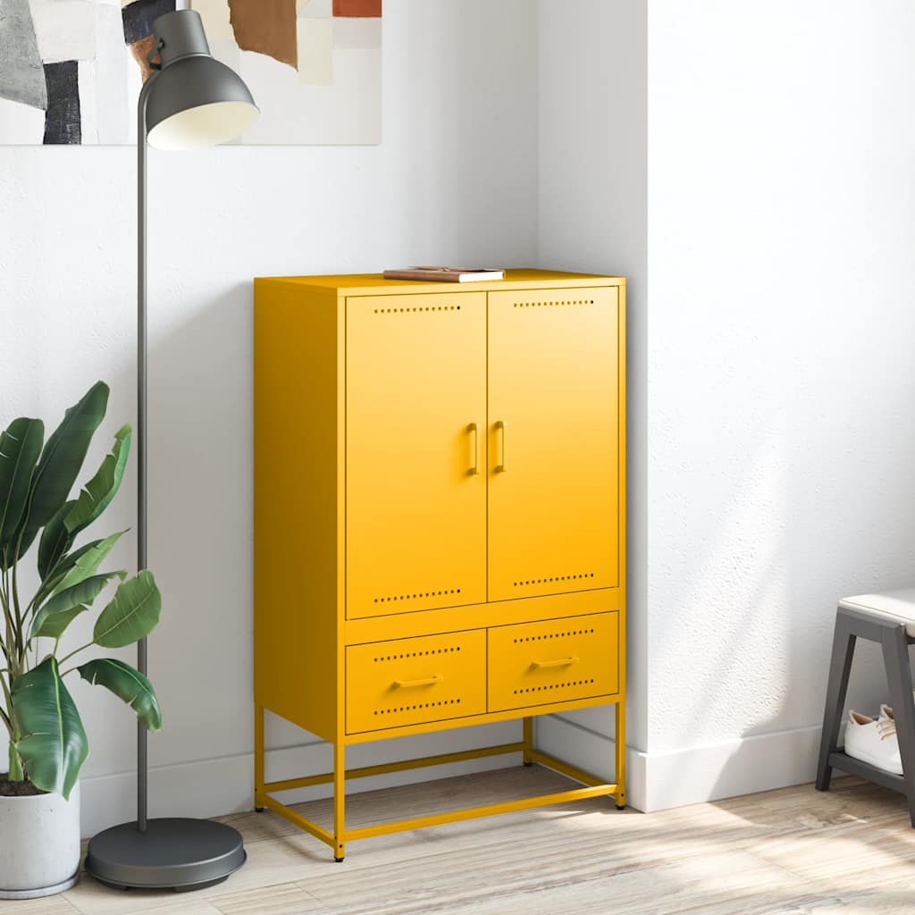 Buffet haut jaune moutarde 68x39x111,5 cm acier - XIOS