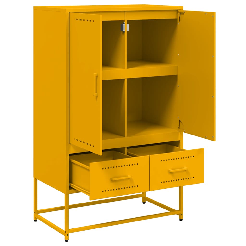 Buffet haut jaune moutarde 68x39x111,5 cm acier - XIOS