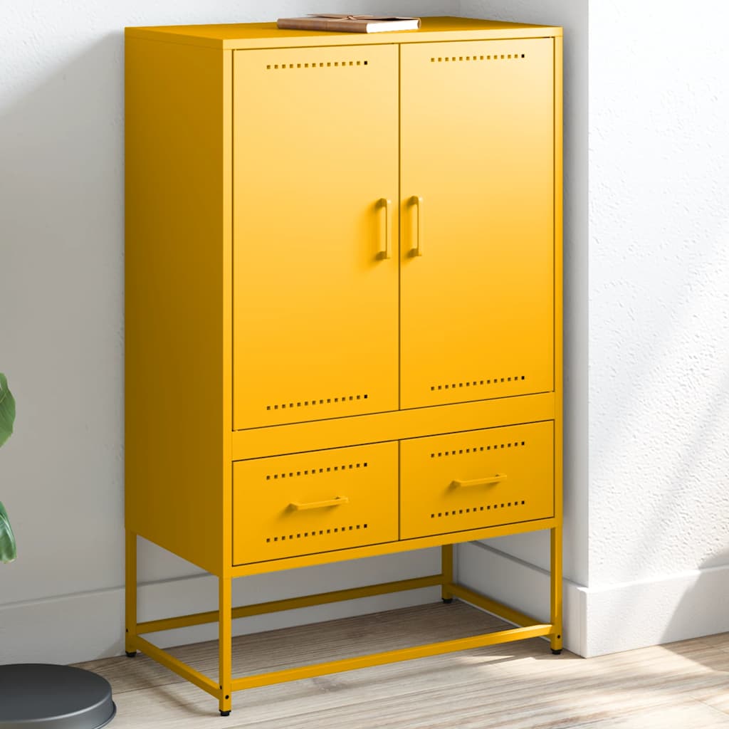Buffet haut jaune moutarde 68x39x111,5 cm acier - XIOS