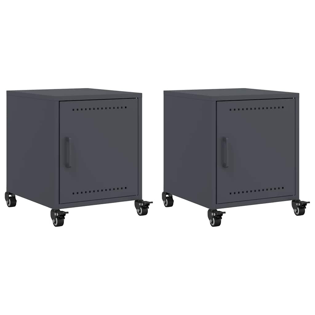 Tables de chevet 2 pcs anthracite 36x39x43,5 cm acier - XIOS