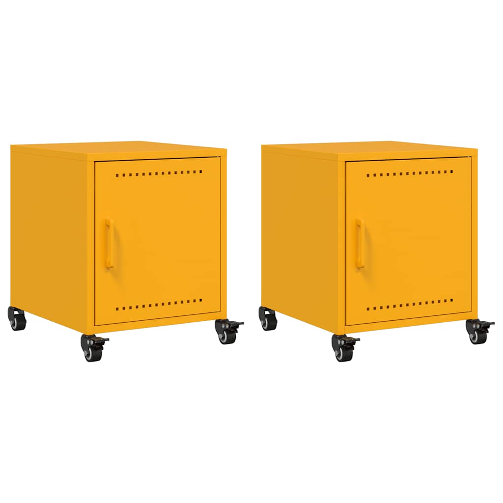 Tables de chevet 2 pcs jaune moutarde 36x39x43,5 cm acier - XIOS