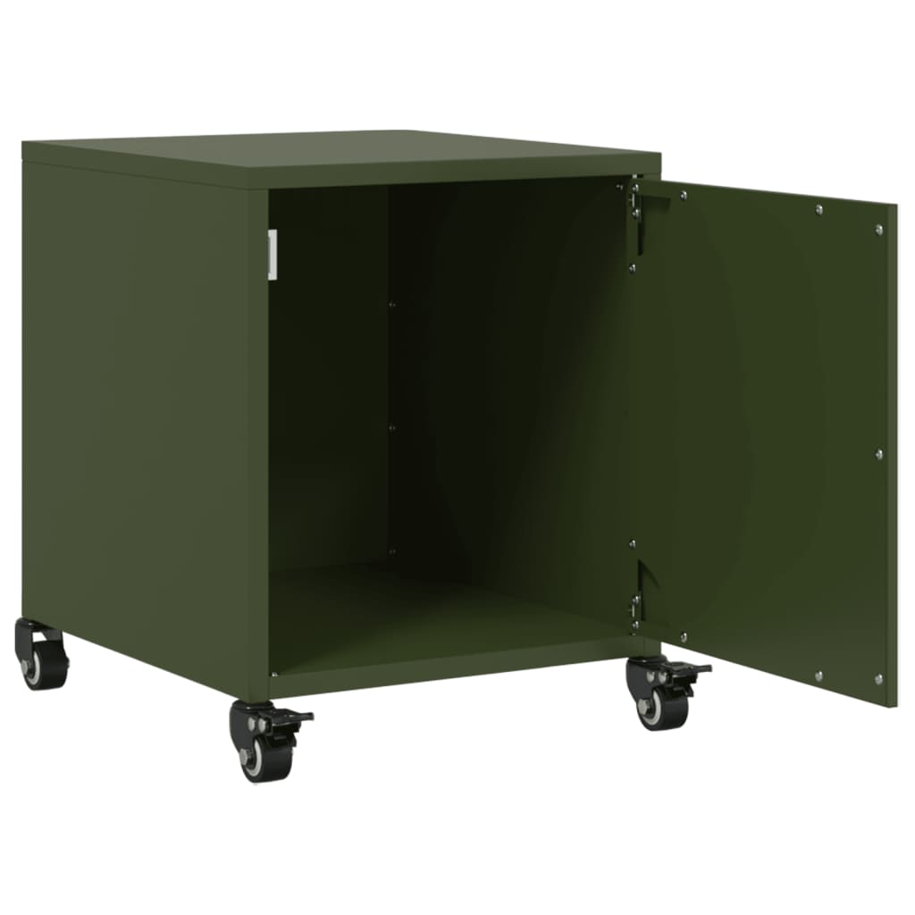 Table de chevet vert olive 36x39x43,5 cm acier - XIOS