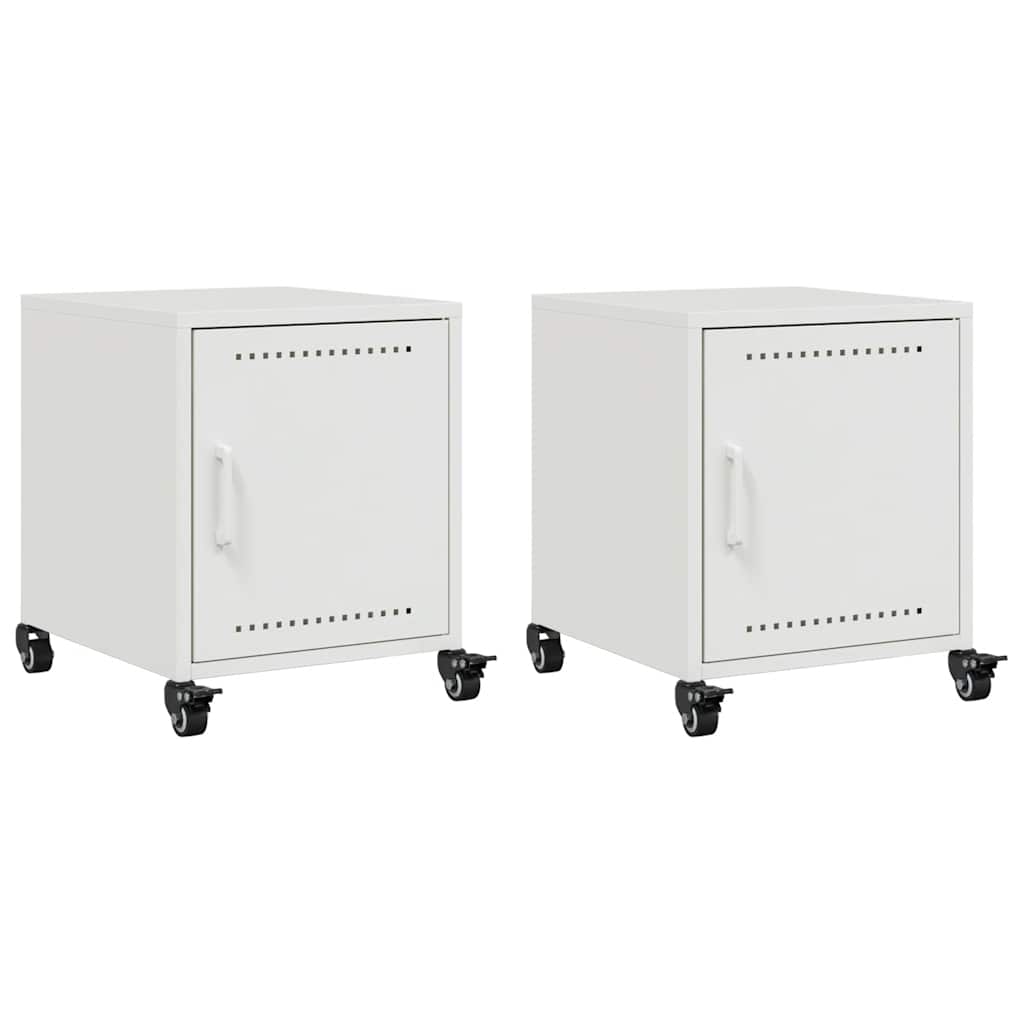 Tables de chevet 2 pcs blanc 36x39x43,5 cm acier - XIOS