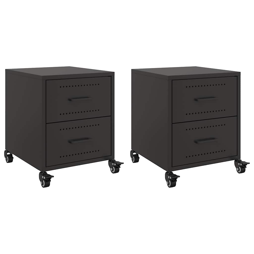 Tables de chevet 2 pcs noir 36x39x43,5 cm acier - XIOS