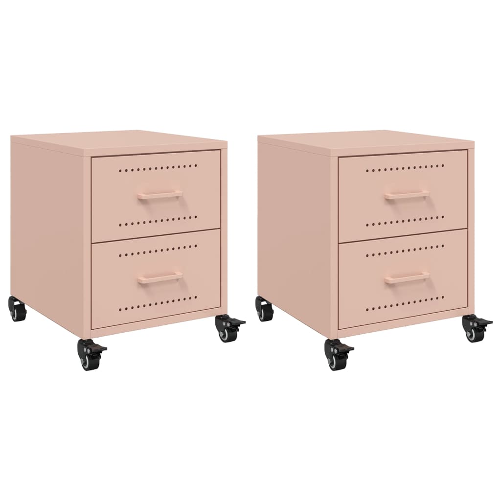 Tables de chevet 2 pcs rose 36x39x43,5 cm acier - XIOS