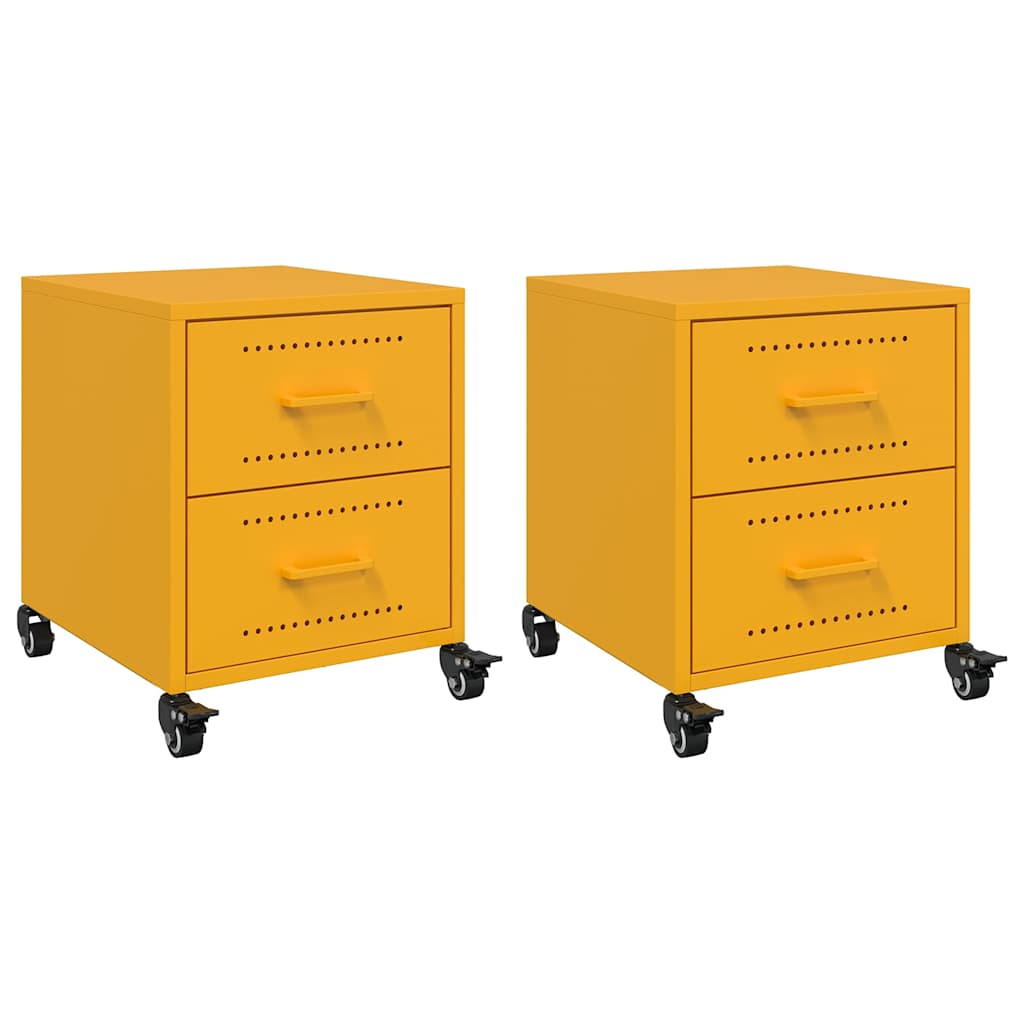 Tables de chevet 2 pcs jaune moutarde 36x39x43,5 cm acier - XIOS