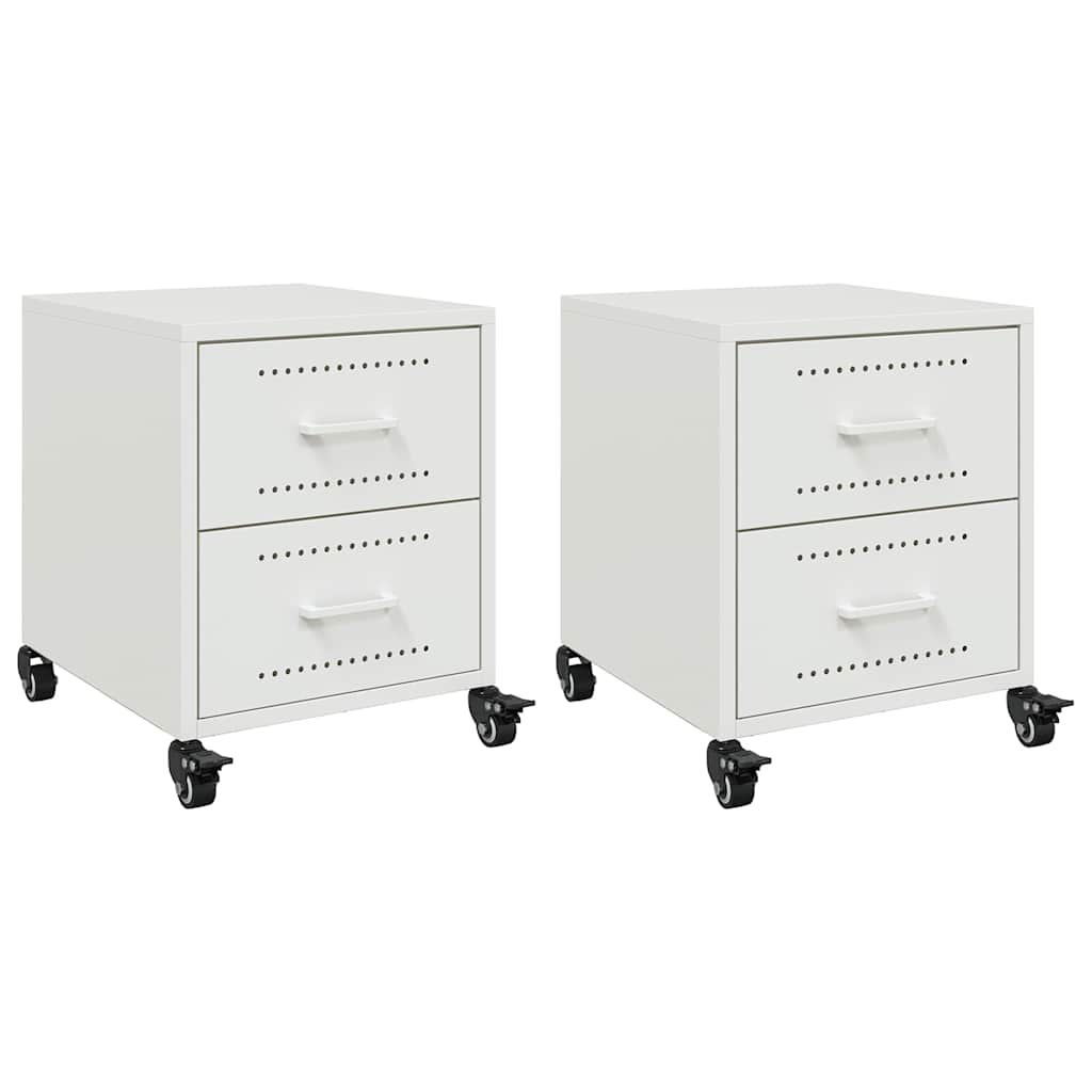 Tables de chevet 2 pcs blanc 36x39x43,5 cm acier - XIOS