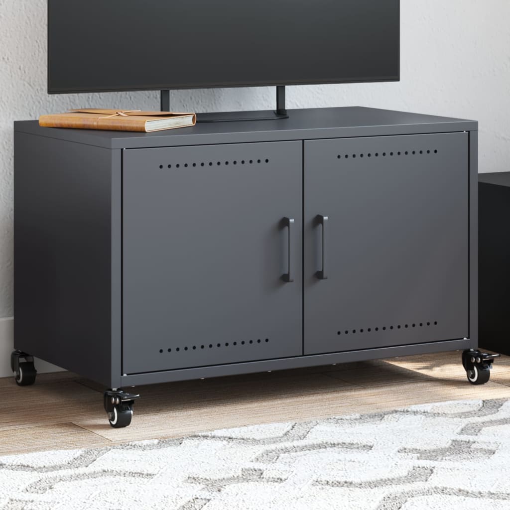 Meuble TV anthracite 68x39x43,5 cm acier - XIOS