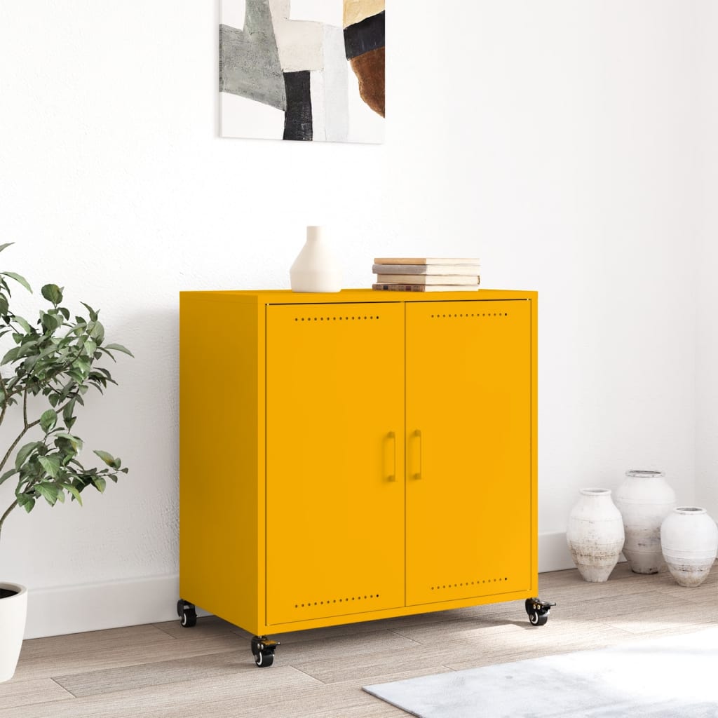 Buffet jaune moutarde 68x39x72 cm acier - XIOS