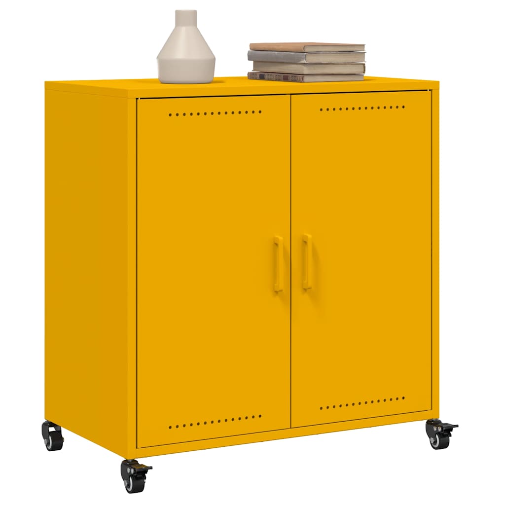 Buffet jaune moutarde 68x39x72 cm acier - XIOS