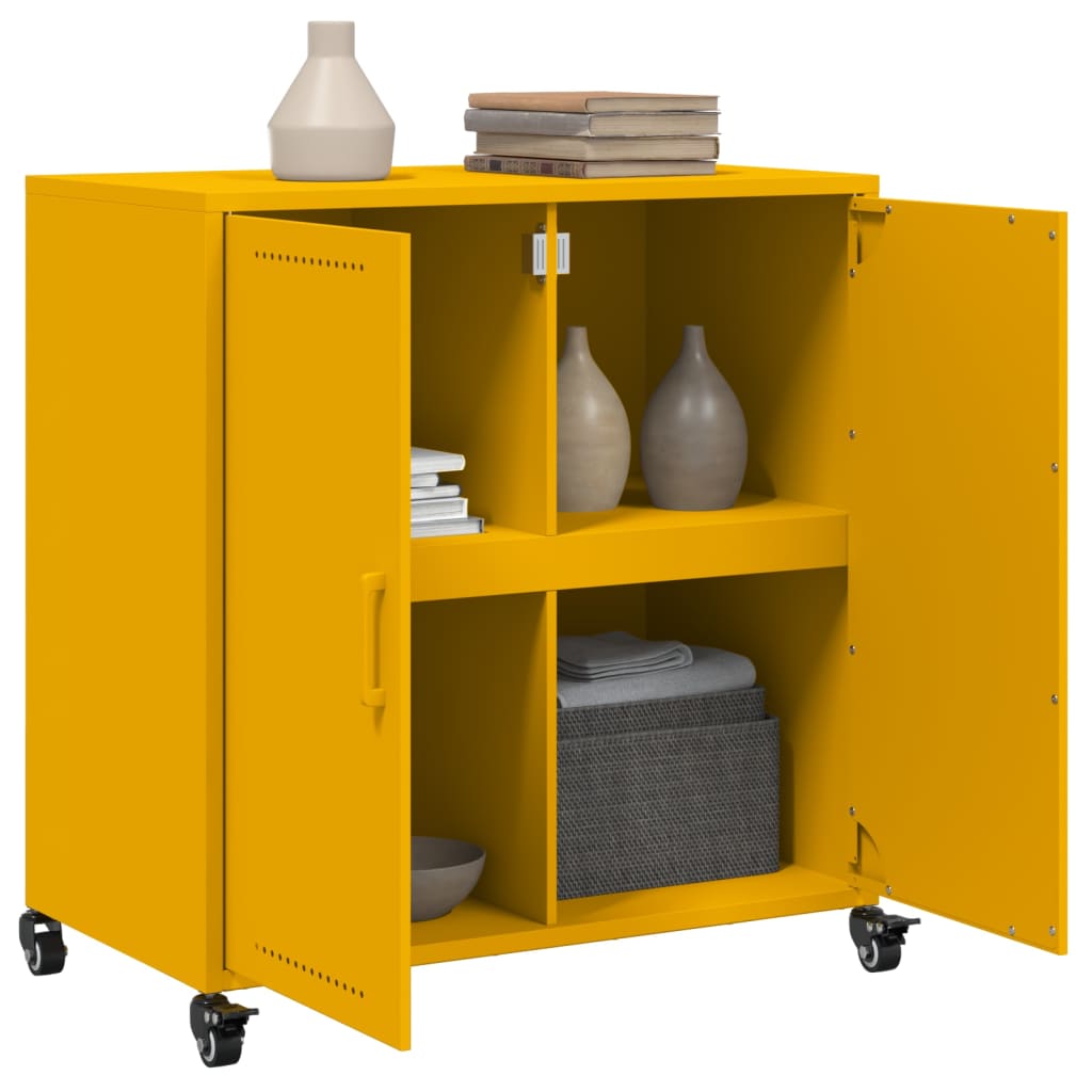 Buffet jaune moutarde 68x39x72 cm acier - XIOS