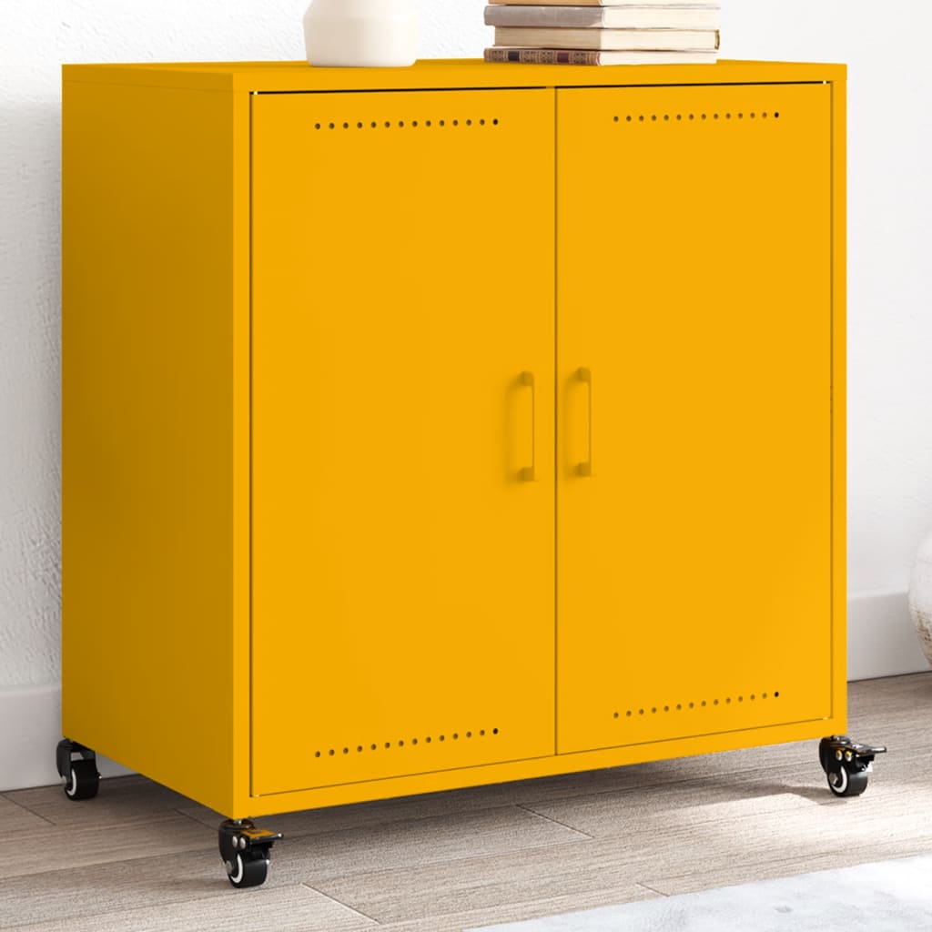 Buffet jaune moutarde 68x39x72 cm acier - XIOS