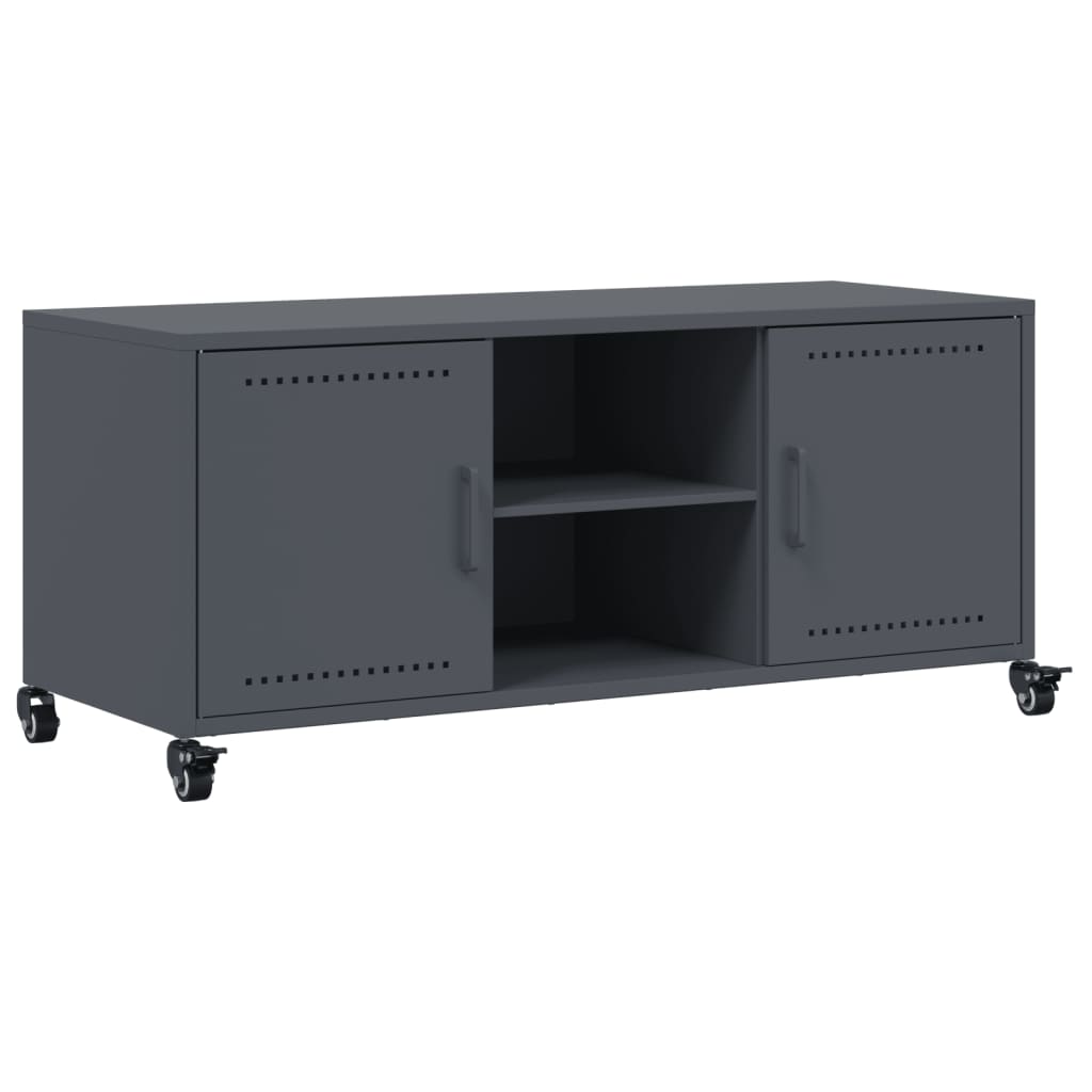 Meuble TV anthracite 100,5x39x43,5 cm acier - XIOS