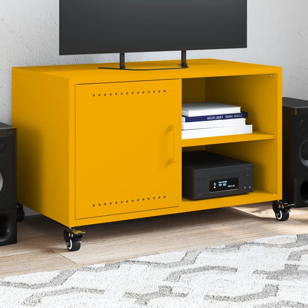 Meuble TV jaune moutarde 68x39x43,5 cm acier - XIOS