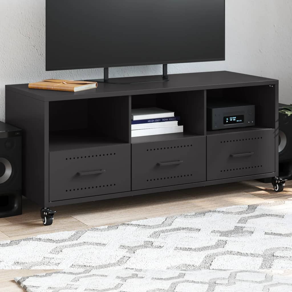 Meuble TV noir 100,5x39x43,5 cm acier - XIOS