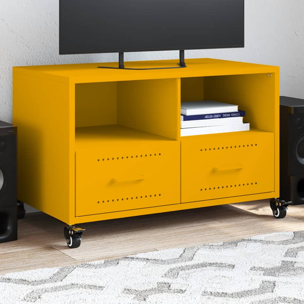 Meuble TV jaune moutarde 68x39x43,5 cm acier - XIOS