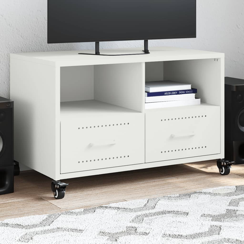 Meuble TV blanc 68x39x43,5 cm acier - XIOS