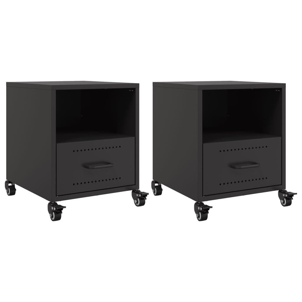 Tables de chevet 2 pcs noir 36x39x43,5 cm acier - XIOS