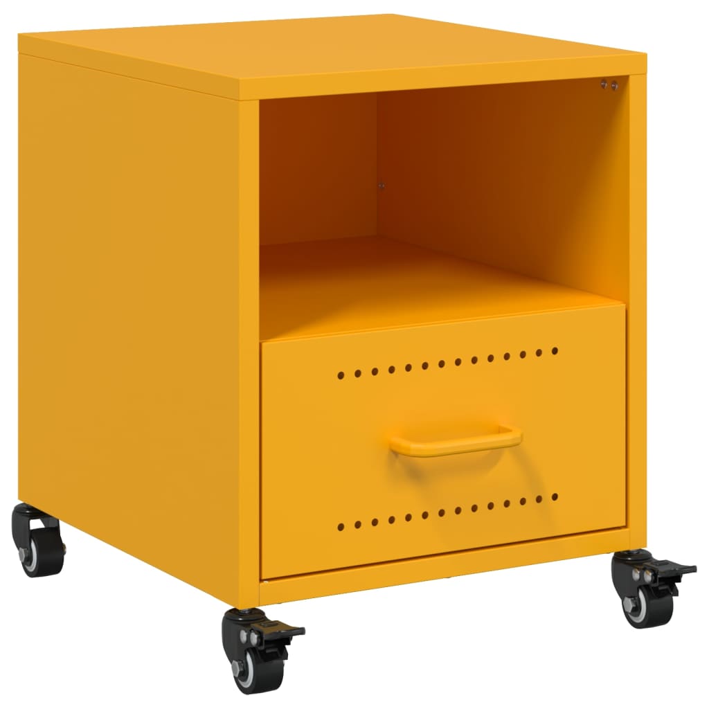 Table de chevet jaune moutarde 36x39x43,5 cm acier - XIOS